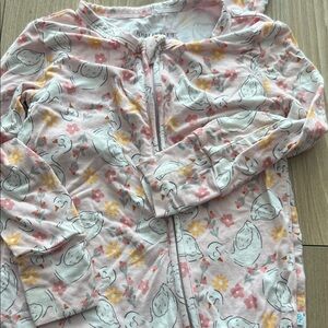 Posh Peanut Convertible Pink Swan & Floral Zip Pajama